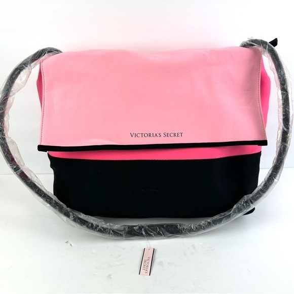 Victoria Secret Pink Black Cooler Bag Neoprene Insulated Beach Bag Brand New - Picture 1 of 11